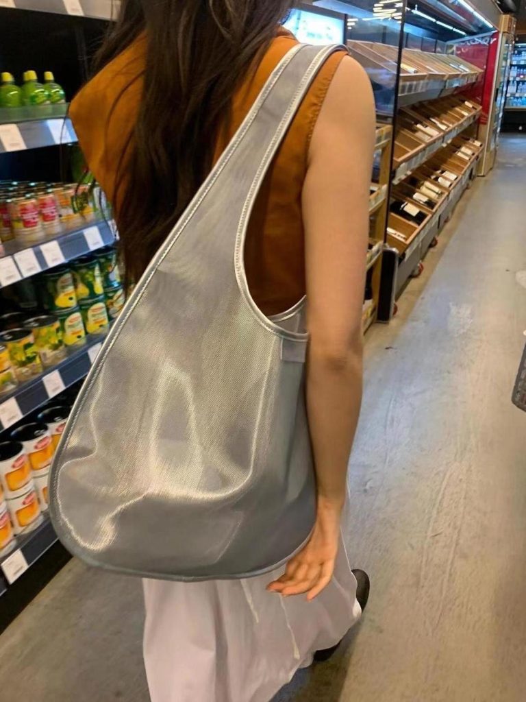 2024 Korean Designer Silver Glossy Mini Shoulder Handbag for Women