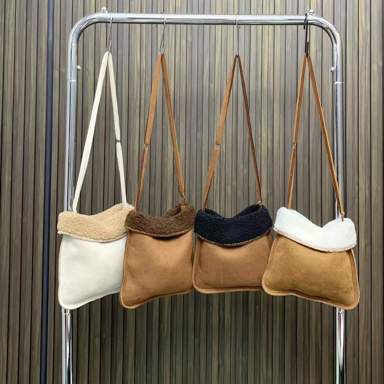 Korean Ins Retro Suede Fleece Crossbody Phone Bag for Fall Winter