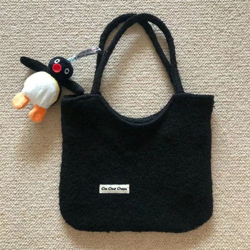 2024 Autumn Winter Niche Versatile Underarm Handbag Single Shoulder Large Capacity Loop Yarn Wool Notch Round Corner Bag Commute - Image 3