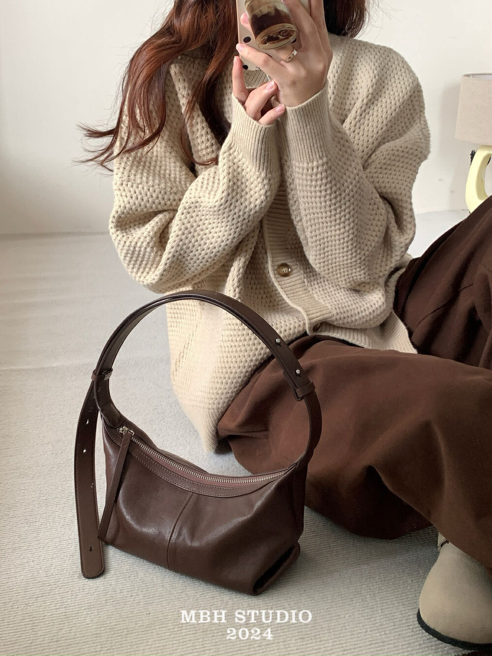 MBH Vegetable-Tanned Sheepskin Dumpling Bag Casual Crossbody Shoulder Bag - Image 2