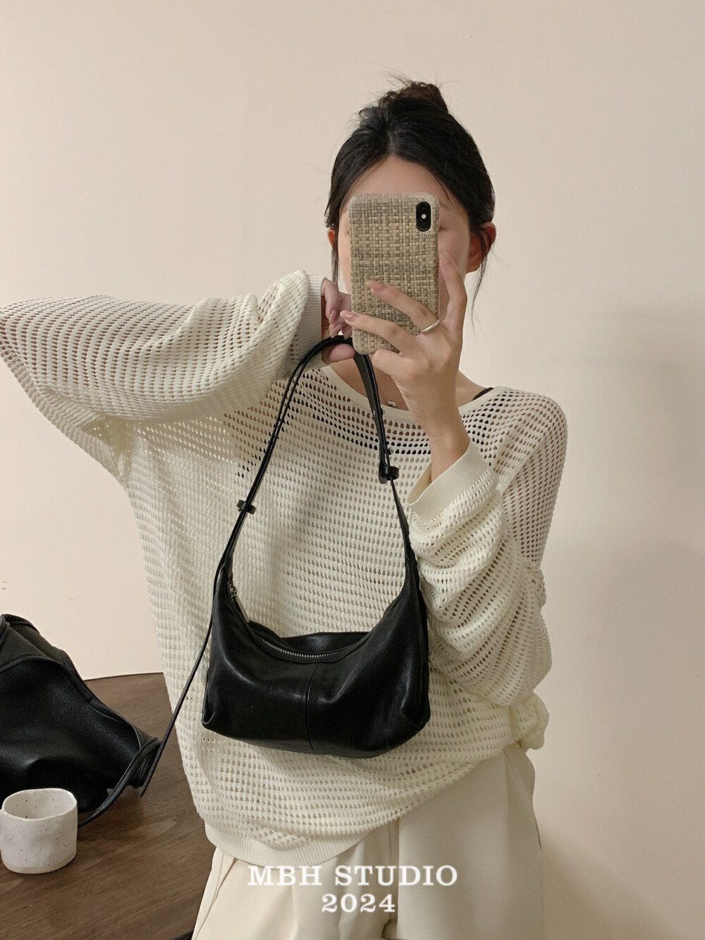 MBH Vegetable-Tanned Sheepskin Dumpling Bag Casual Crossbody Shoulder Bag