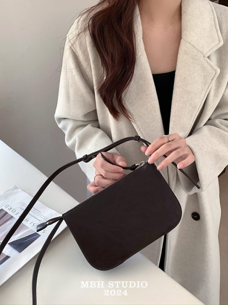 MBH Minimalist Top Layer Cowhide Multi Compartment Envelope Crossbody Bag