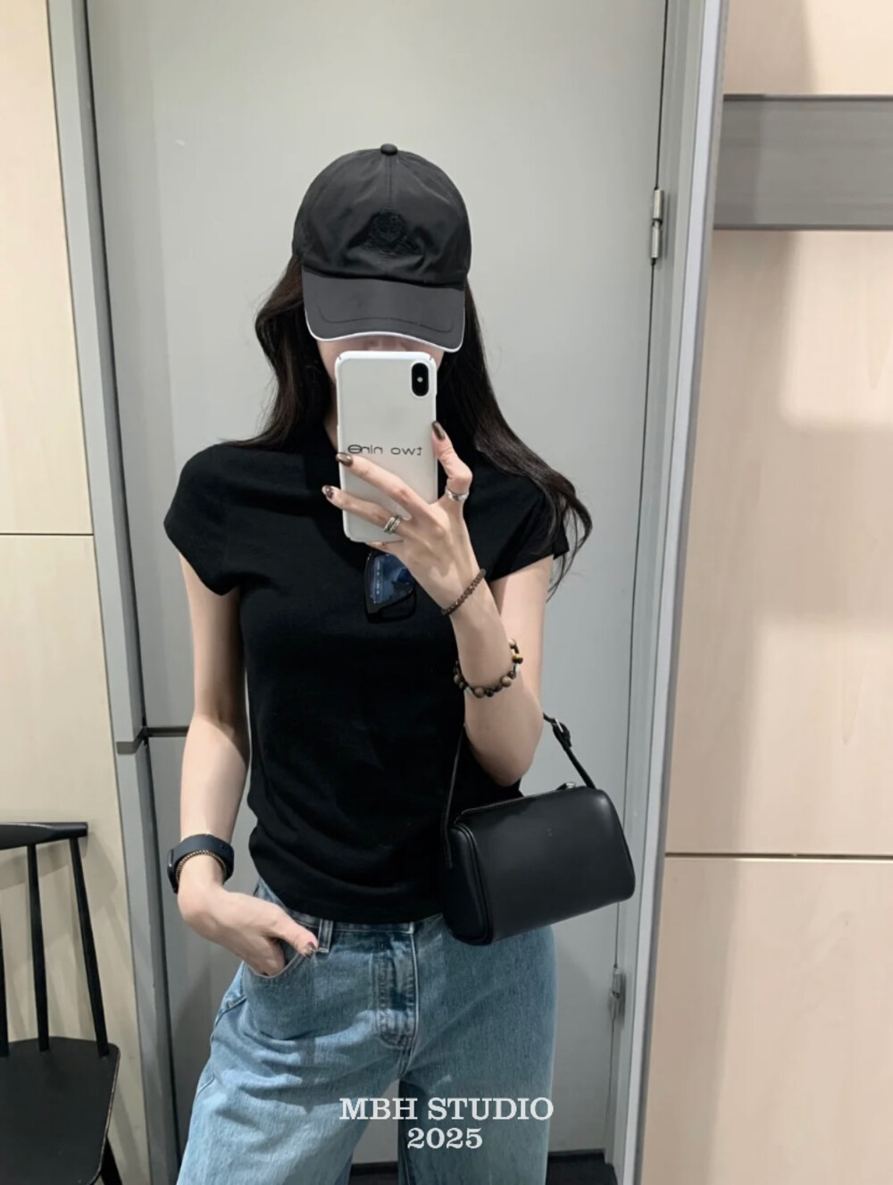 MBH Genuine Leather Bucket Bag Cowhide Crossbody French Minimalist Soft Leather Handbag with Shoulder Strap - Image 2