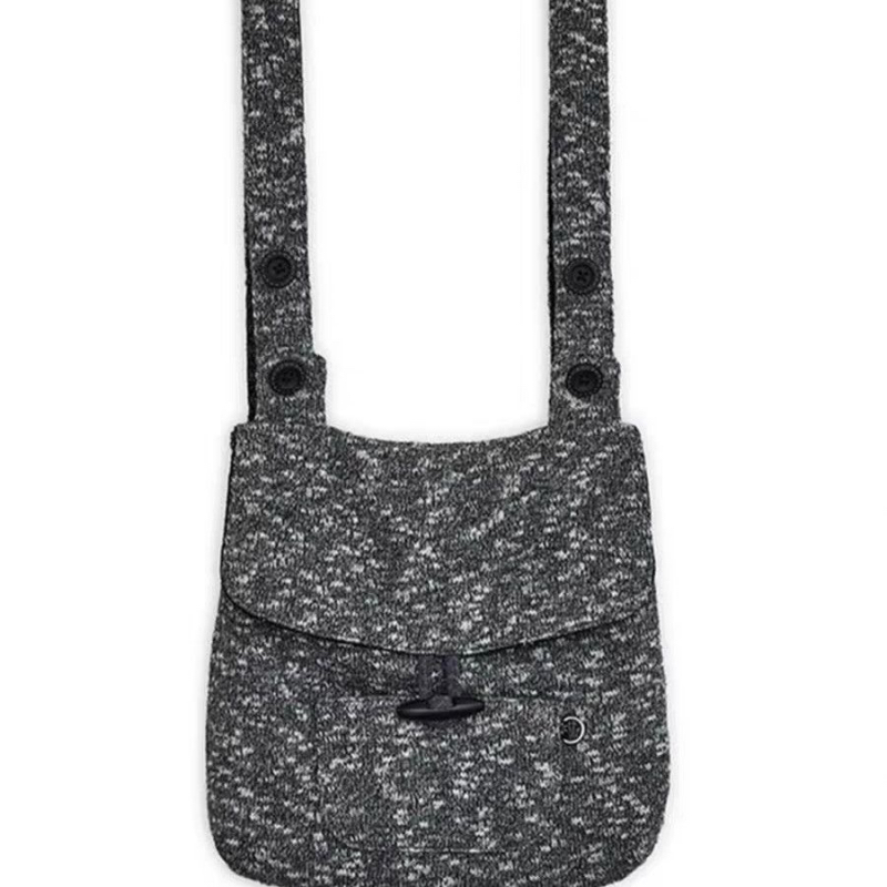 Hugyourskin Retro Japanese Style Mixed Color Knit Horn Button Backpack Large Capacity - Image 2